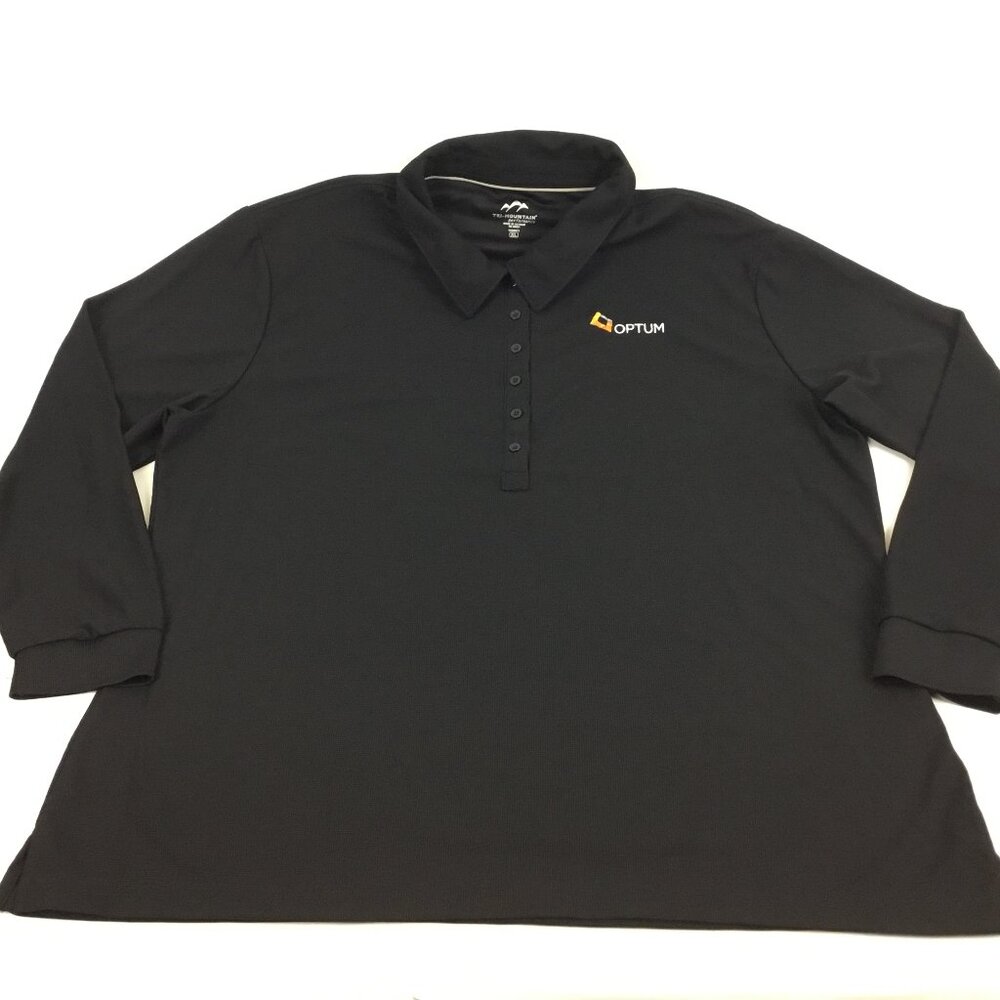 (NWT) Tri-Mountain Performance, Blk Polo-like long sleeve shirt